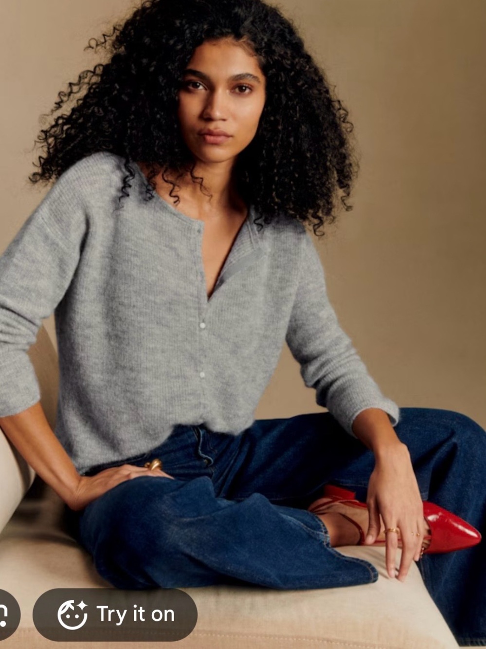 Sezane Gaspard Light Grey cardigan Sweater